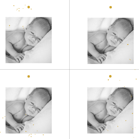 Fotolabel voor geboortekaartje met stipjes