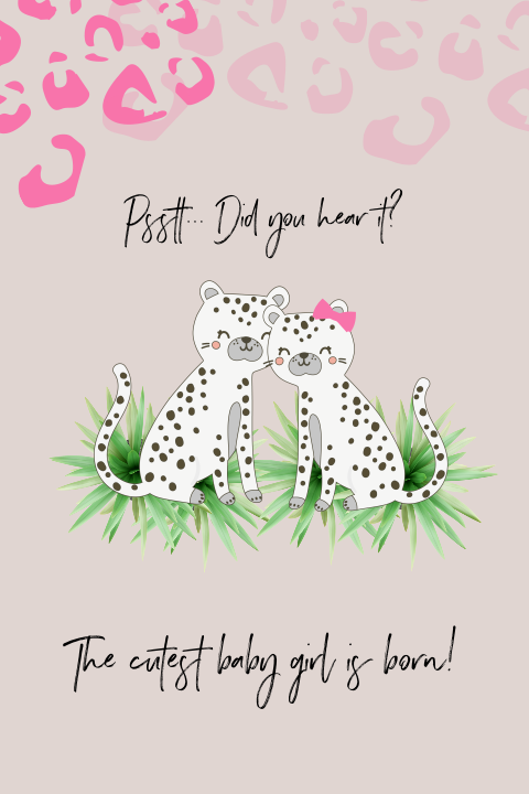Geboortekaartje met leopard panter panterprint