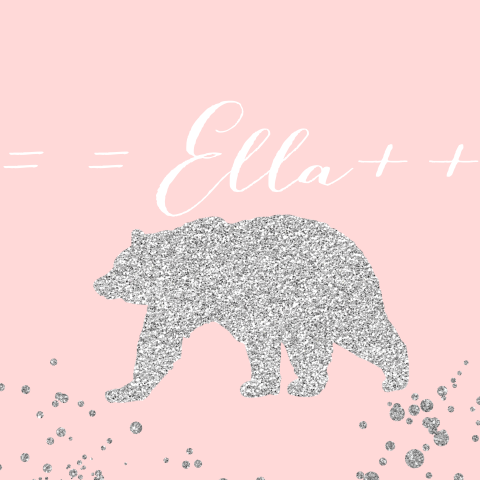 Geboortekaartje met ijsbeer in glitter roze