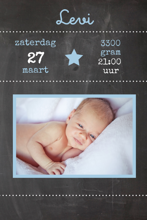 Geboortekaartje met foto en sterretjes
