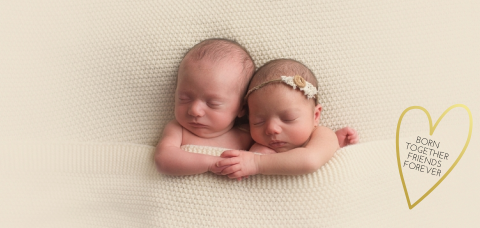 Goudfolie geboortekaartje tweeling