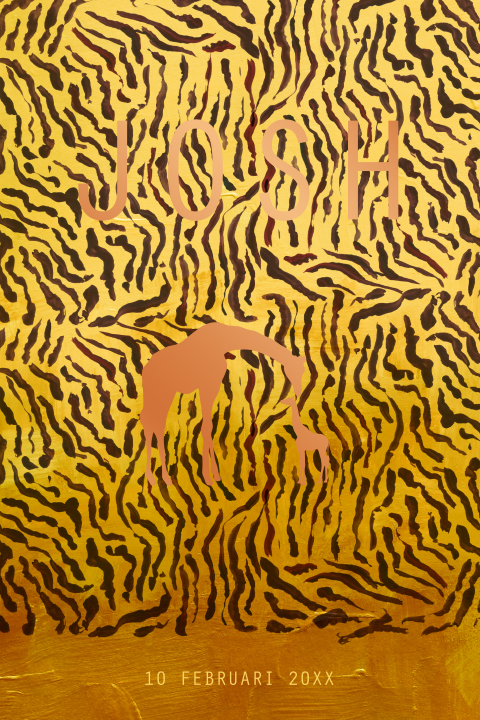Koperfolie geboortekaartje abstract giraffe print