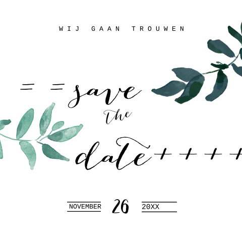 Moderne Save The Date Kaart Met Blaadjes