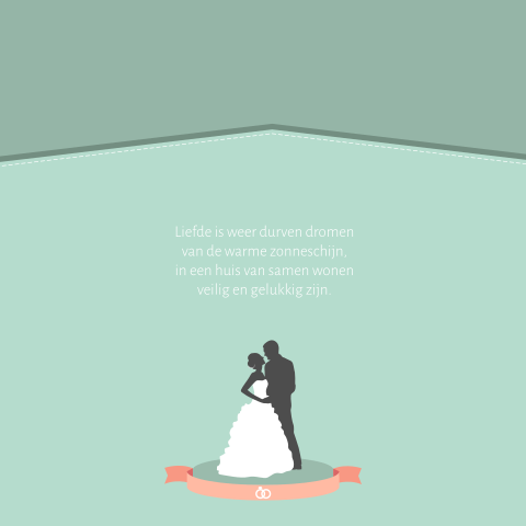 Vrolijk trouwkaartje met illustraties