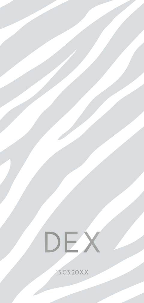 Zebraprint geboortekaartje met zilverfolie